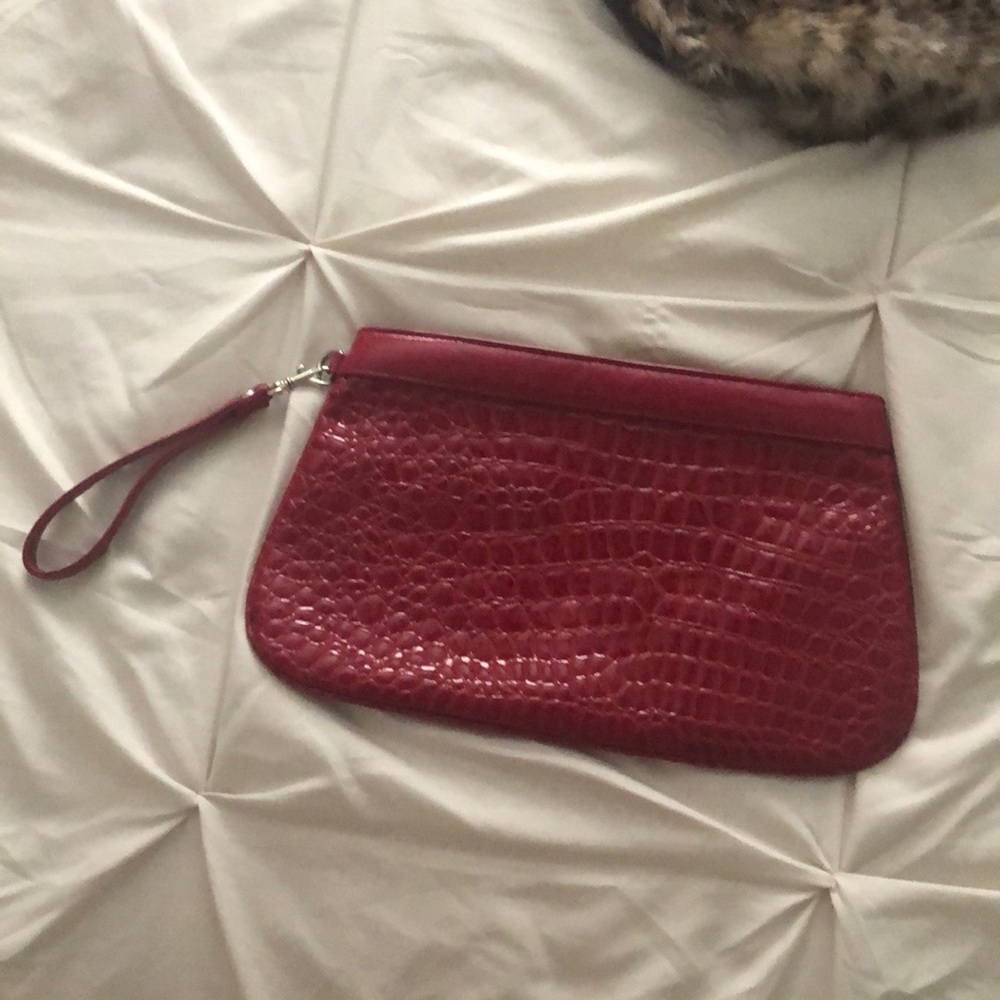 Red croc clutch by Express